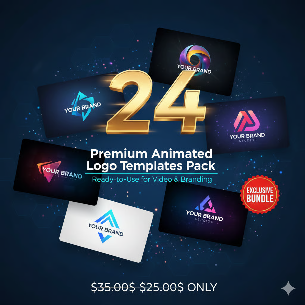 24 Premium Animated Logo Templates Pack: Elevate Your Brand Videos & Identity Instantly
