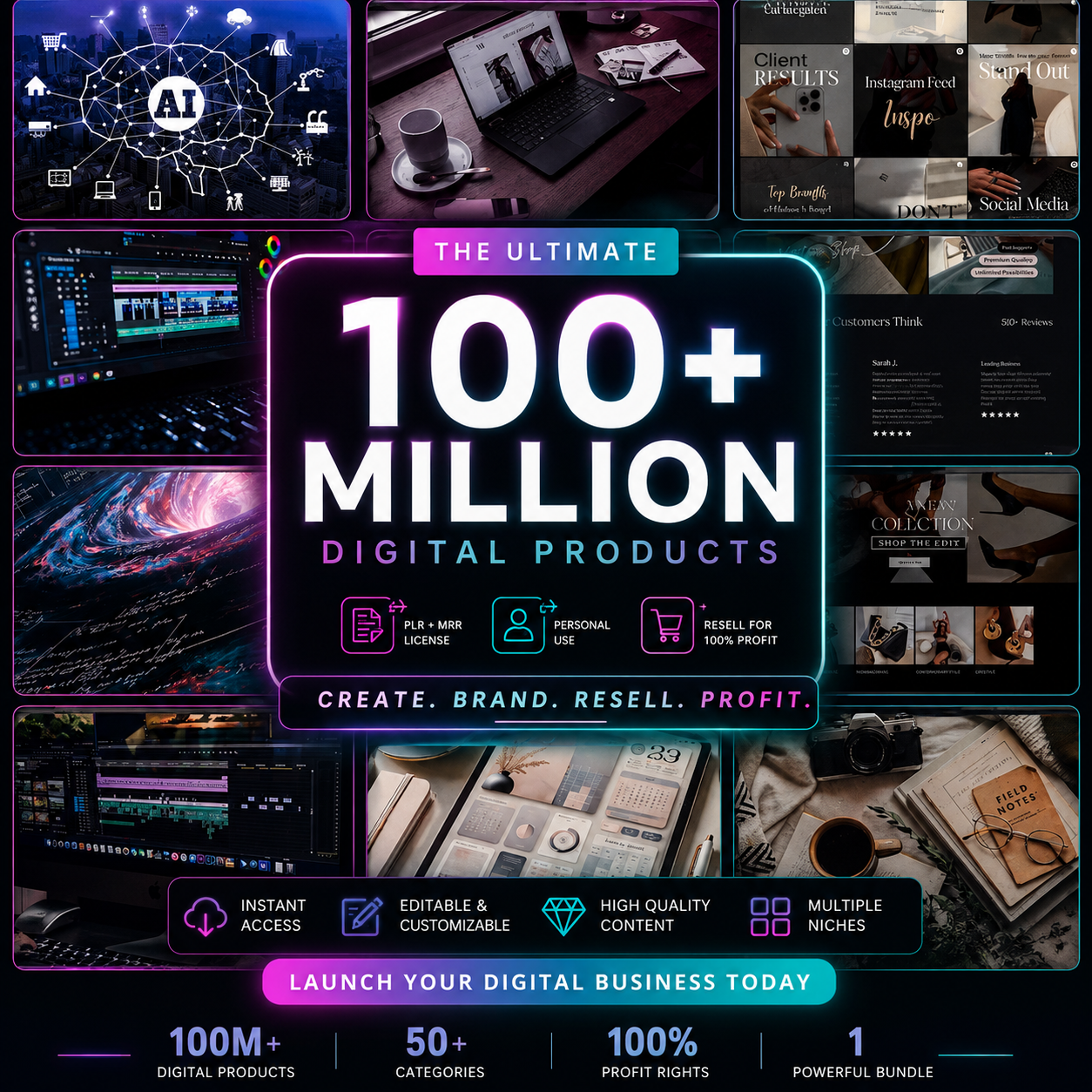 100M+ PLR & MRR Digital Product Bundle | Master Resell Rights Vault | Passive Income Business Kit | Done-For-You Digital Products